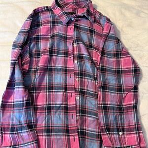 Talbots women’s Pink and Blue Plaid Button Down Shirt